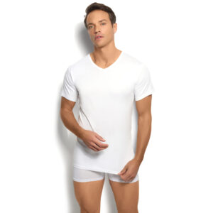 Men's White Cotton V-Neck Undershirt