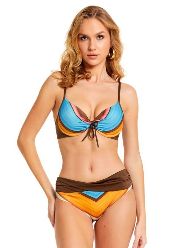 Multicolored Draped Bikini Set