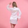 Bride Satin Robe With Long Feather - Image 2