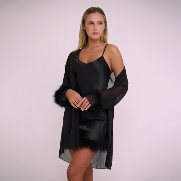 Satin Dress & Tulle With Soft Feather - Image 5