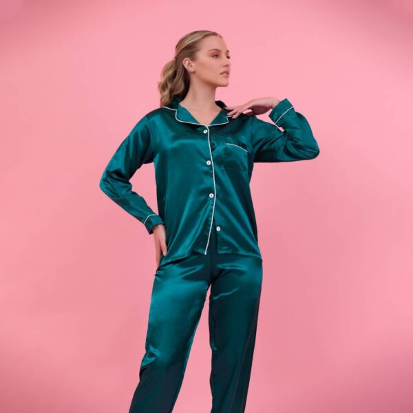 Satin  Long Sleeve Pyjama - Image 6