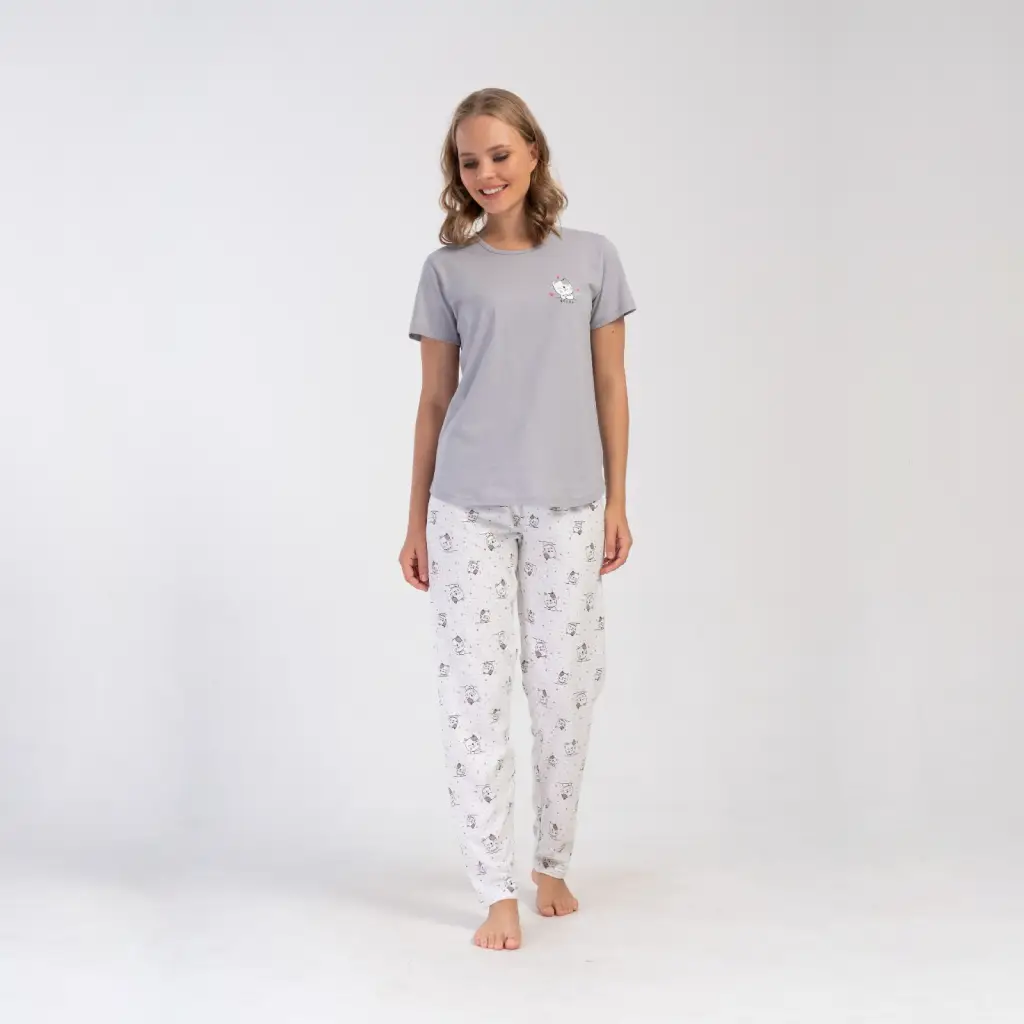 Cute Cat Print PJ Set