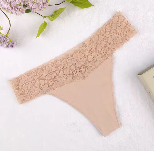 Cotton and Lace Band Thong - Image 3