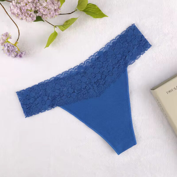 Cotton and Lace Band Thong - Image 4