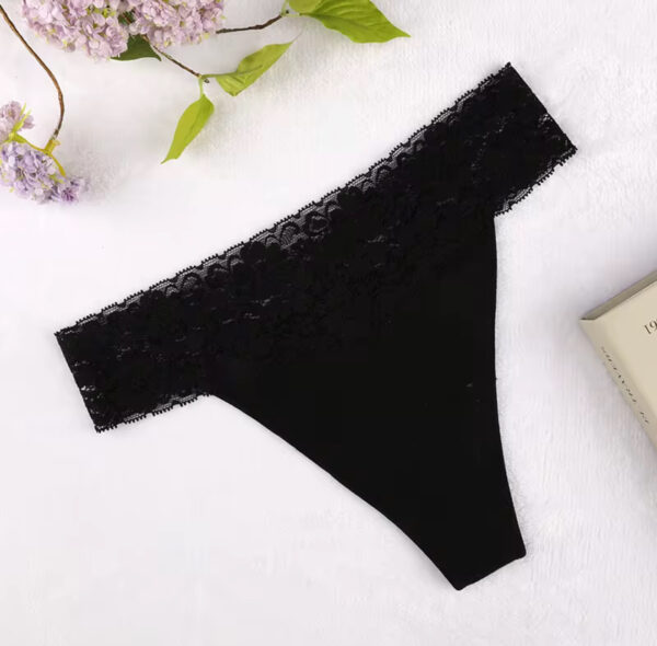 Cotton and Lace Band Thong - Image 6