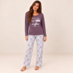 Coffee Print Mauve Pyjama Set