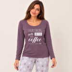 Coffee Print Mauve Pyjama Set - Image 2