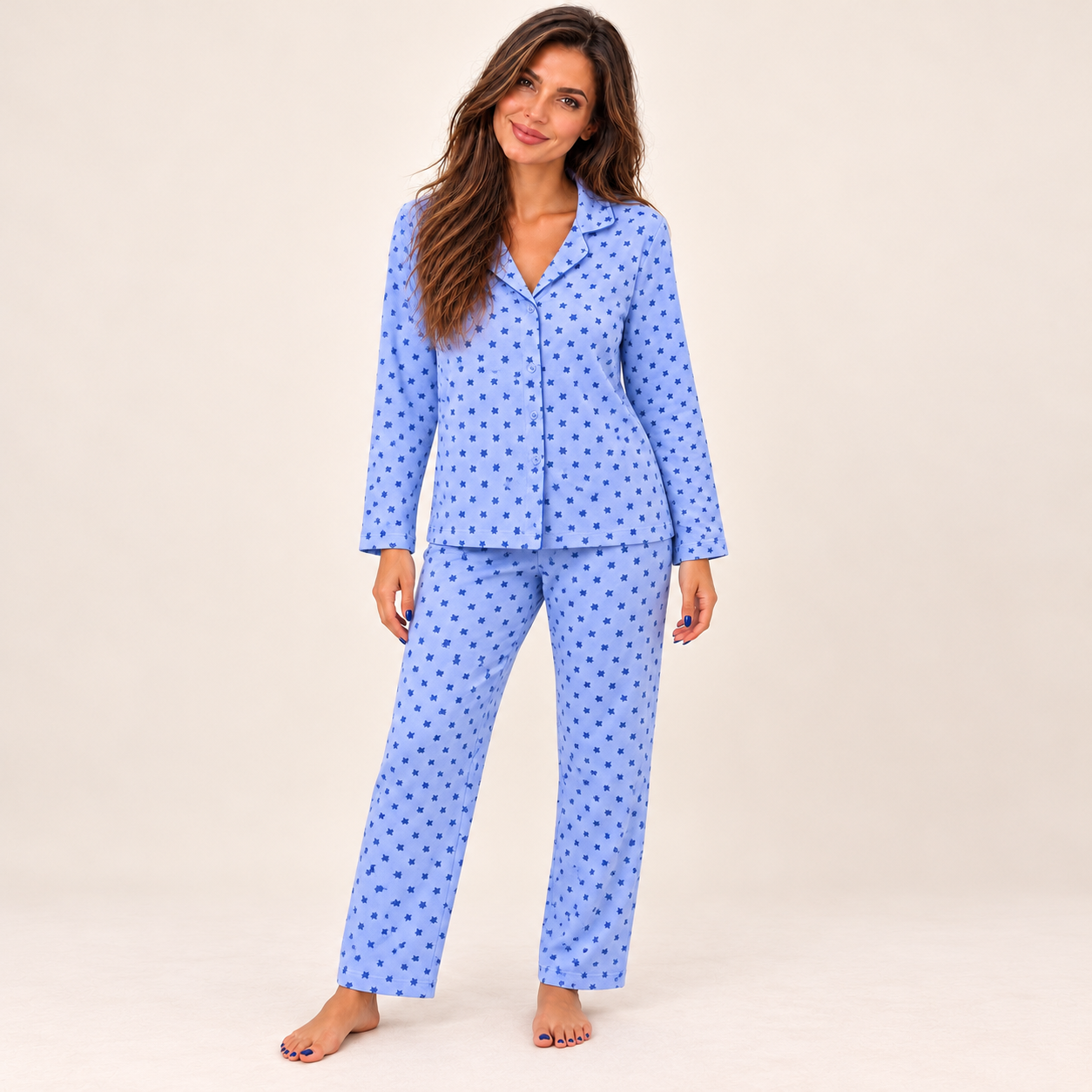 image00007 Blue Star Cotton Pyjama Set - Image 1