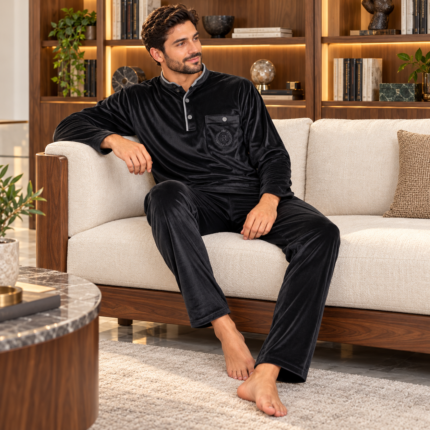 Royal Black Velvet Men’s Pyjama