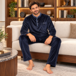 Royal Black Velvet Men’s Pyjama - Image 2