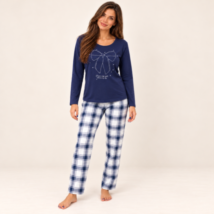 Navy Blue Cotton Pyjama Set