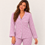 Pink Printed Button-Down Pyjama Set - Image 2
